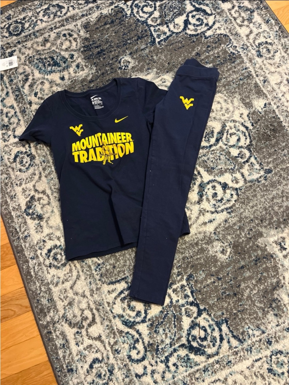 WV Mountaineer Navy Blue Leggings with Yellow outfit